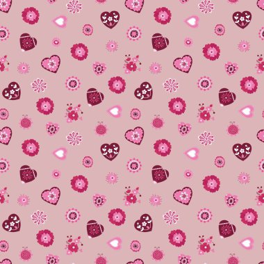 St. Valentine için kusursuz bir model. Kumaş, tekstil, duvar kağıdı, ambalaj, ambalaj kağıdı tasarımı.