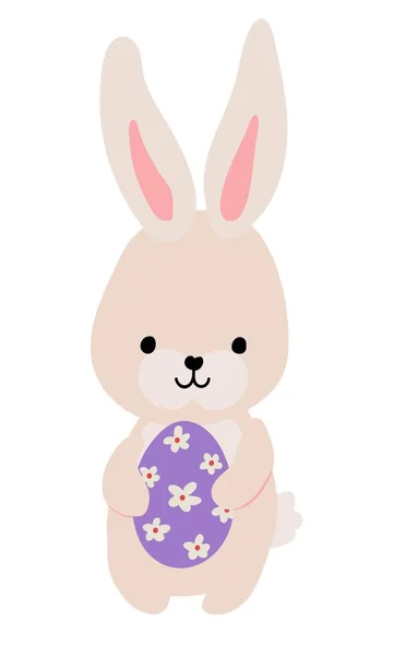 Cute Hand Drawn Easter Bunny Egg White Background Isolate Vector — Stock Vector