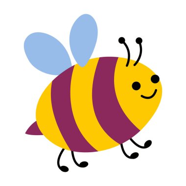 Güzel el çizimi arı. Beyaz arka plan, tecrit. Vektör illüstrasyonu.