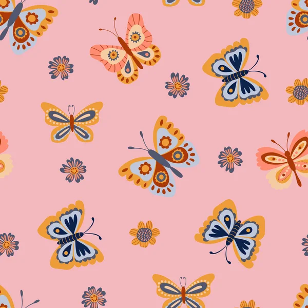 Modèle Sans Couture Avec Des Papillons Mignons Conception Pour Tissu — Image vectorielle