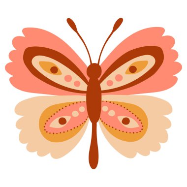 Beyaz, izole bir arka planda sevimli bir kelebek. Çizim stili. Vektör illüstrasyonu.