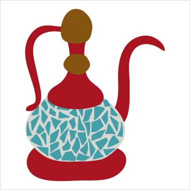 Antika Türk çaydanlığı izole edilmiş. Kahve ve çay hazırlamak için geleneksel doğu sofra takımı