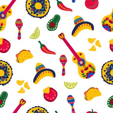 Geleneksel Cinco de Mayo bayramı için kusursuz desenli. Kumaş, tekstil, duvar kağıdı, ambalaj için tasarım.