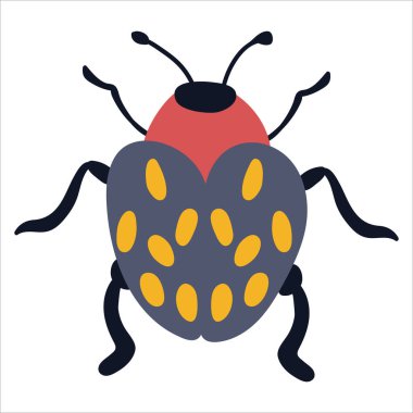 Beyaz, izole edilmiş bir arka planda sevimli bir böcek. Çizim stili. Vektör illüstrasyonu.