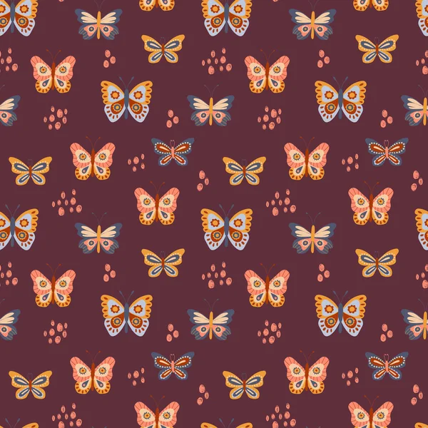 Seamless Pattern Cute Butterflies Design Fabric Textile Wallpaper Packaging — Stock Vector