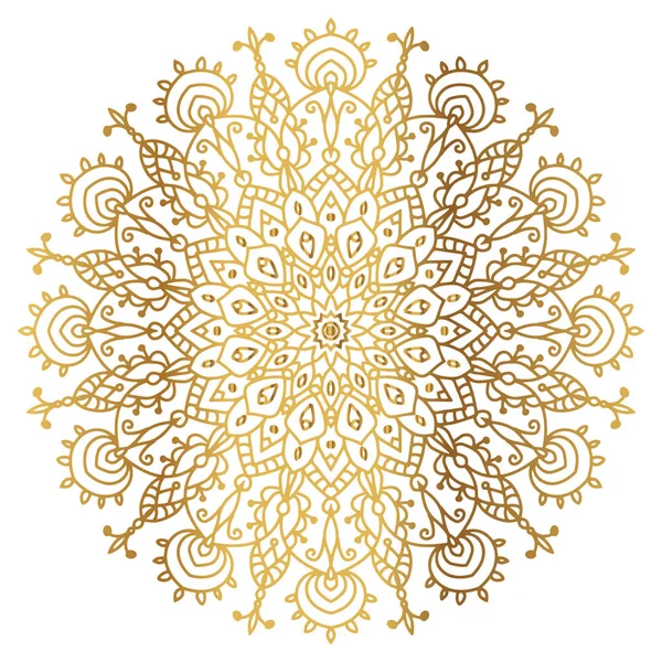 Mandala altın renginde. Altın renginde lüks süsler. Yuvarlak süs, tekrarlayan elementler.