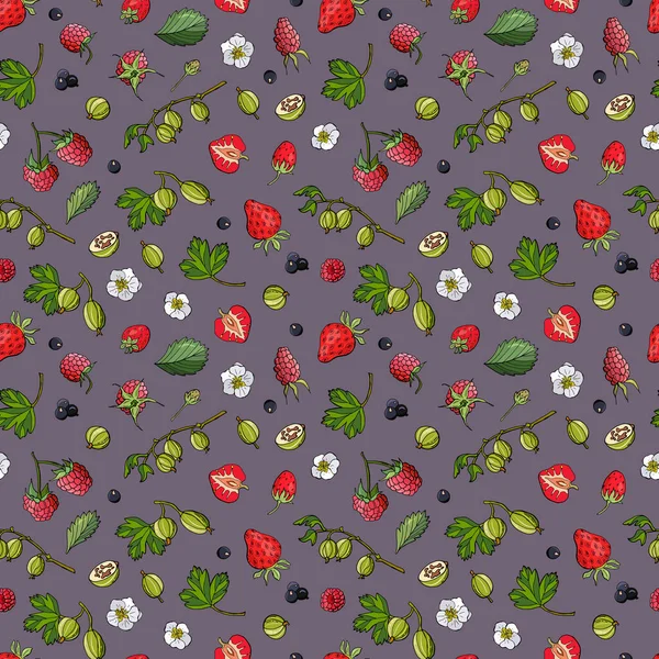 Fruity Seamless Pattern Red Blackberries Design Fabric Textile Wallpaper Packaging — ストックベクタ