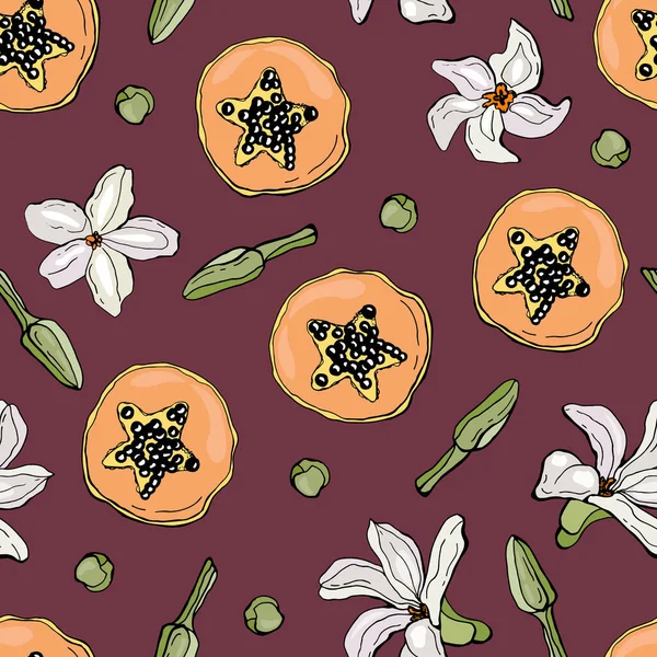 Seamless Pattern Papaya Design Fabric Textile Wallpaper Packaging — Stock vektor