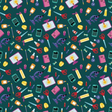 Seamless pattern back to school. Design for fabric, textile, wallpaper, packaging.