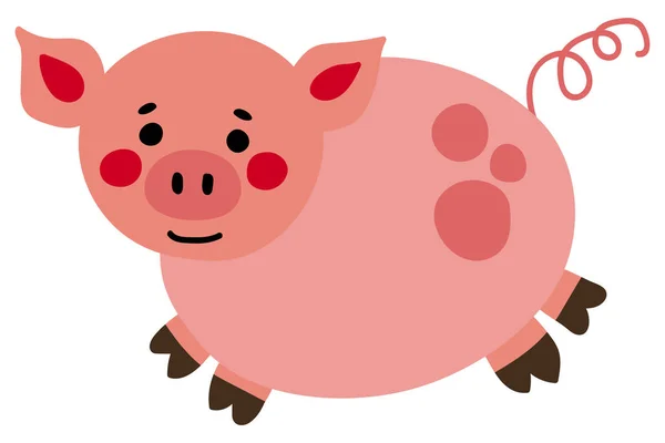 Cute Hand Drawn Pig Farm Animals White Background Isolate Vector — Image vectorielle