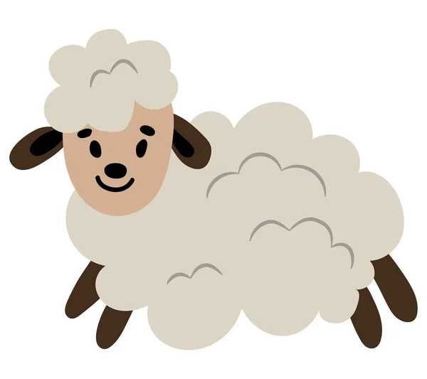Cute Hand Drawn Sheep White Background Isolate Vector Illustration — Stock Vector