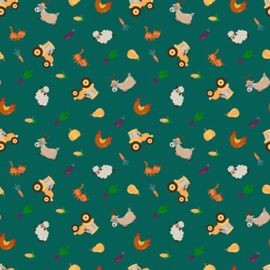 Seamless pattern with farm animals. Design for fabric, textile, wallpaper, packaging.