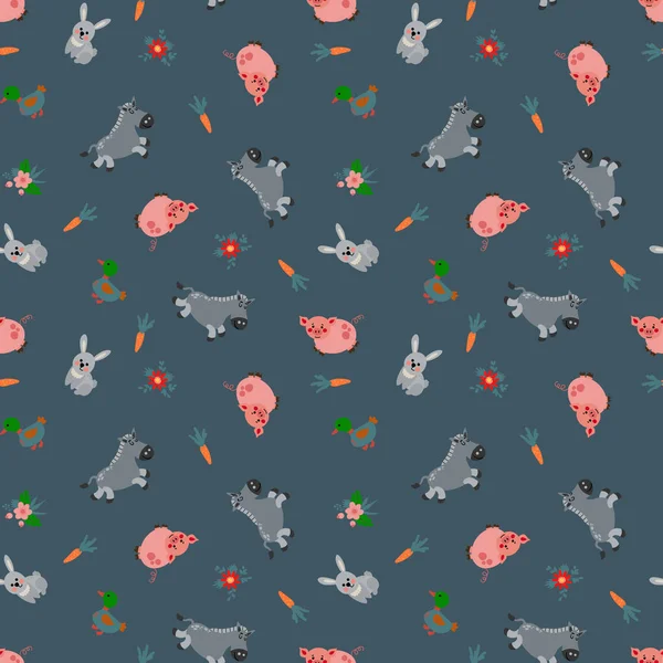 Seamless Pattern Farm Animals Design Fabric Textile Wallpaper Packaging — Stok Vektör