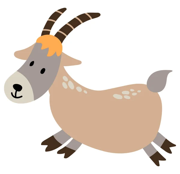 Cute Hand Drawn Goat White Background Isolate Vector Illustration — ストックベクタ