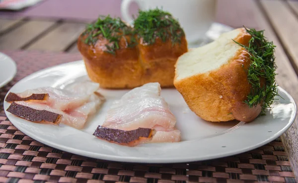 Beignets ve domuz yağı iki adet — Stok fotoğraf