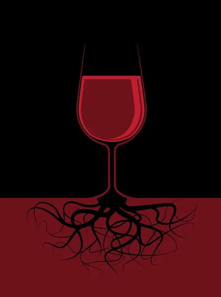 Illustration of a glass of a red liquor with roots — Stock Vector