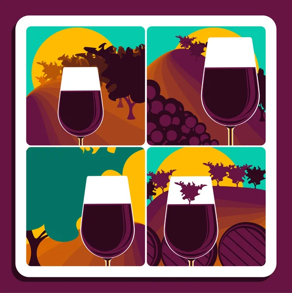 葡萄栽培和葡萄酒 — 图库矢量图片