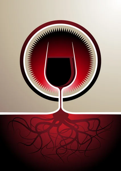 Icono del vino tinto con el vaso como la vid — Vector de stock