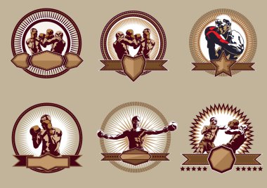 Set of combative sport icons or emblems clipart