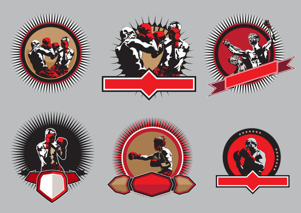 Набор боксерских икон или эмблем
