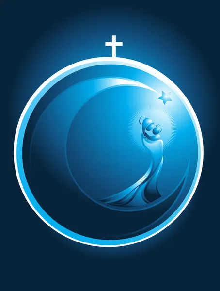 Mary ve bebek İsa yuvarlak Noel simgesi