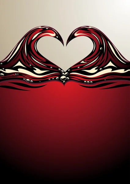 Хвилі у формі серця на червоному вині — стоковий вектор
