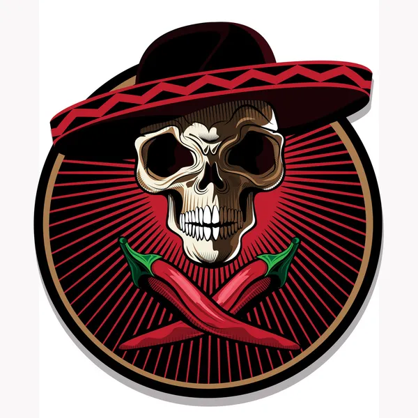 Mexikanisches Totenkopf Emblem oder Symbol — Stockvektor