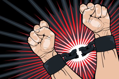 Breaking the bonds for freedom clipart