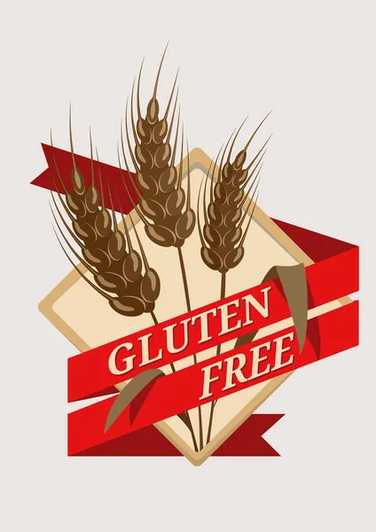 Gluten ücretsiz amblem veya etiket — Stok Vektör