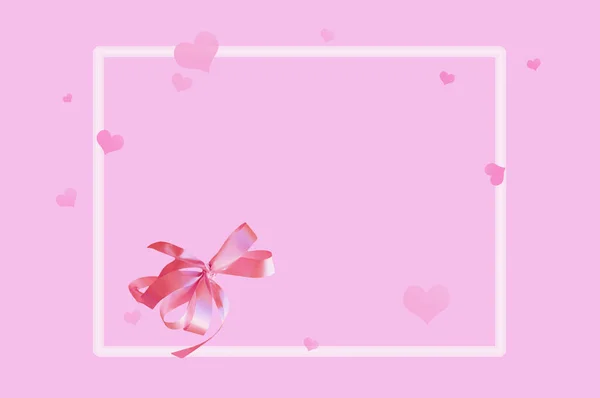 Bright Beautiful Pink Background Bow Hearts Place Tex — Stock Photo, Image