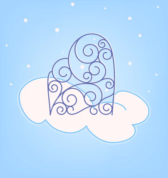 Swirly door in cloud Vector Graphics