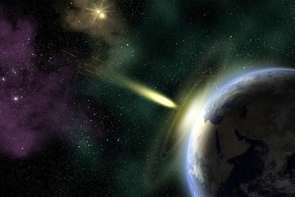 Terra e asteroide — Foto Stock