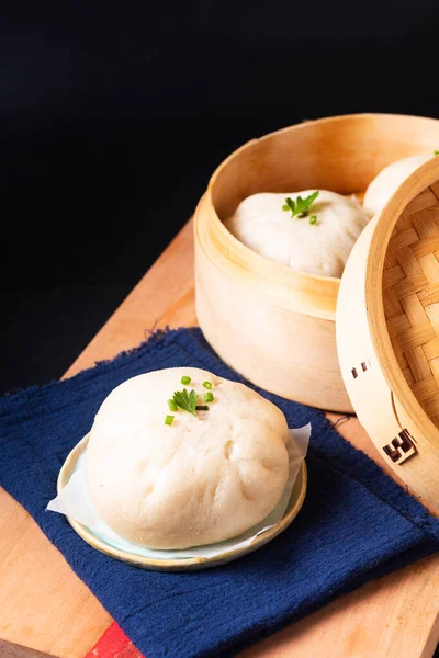 Asian Food Concept Chinese Meat Dumpling Baozi Dim Sum Bamboo — Stock Photo, Image