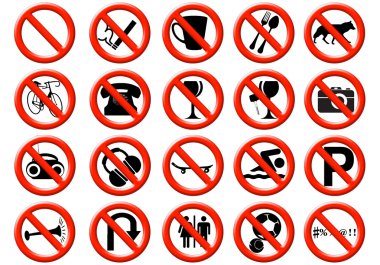 Illustration of a signs showing a list of prohibitions clipart
