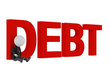 3d man sitting sad with text