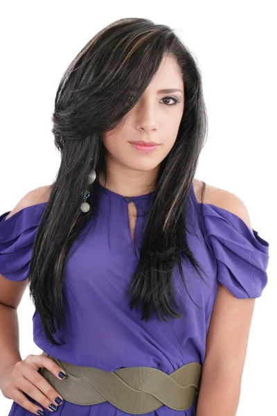 Portret luksus moda nastolatek młode dziewczyny w stylu fioletowy d — Zdjęcie stockowe