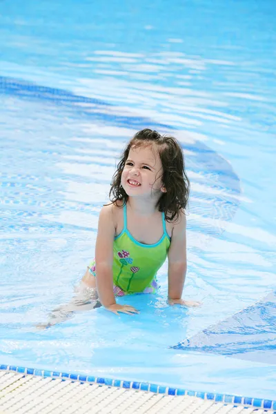 Happy girl in the swimming in swimming suit — Stock Photo, Image