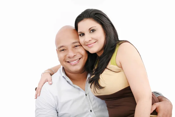 Portrait of a beautiful young happy smiling couple - isolated — Stock Photo, Image