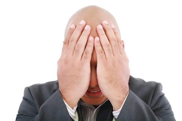 Homem de negócios triste. Isolado em branco . — Fotografia de Stock