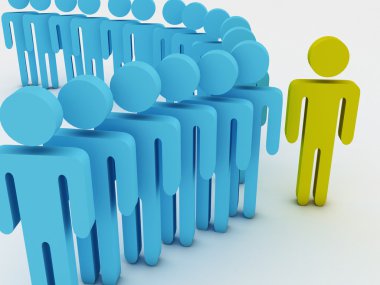 büyük bir grup. 3D grup illüstrasyon
