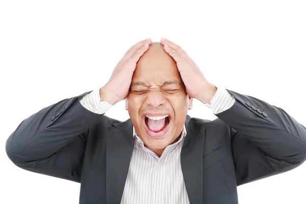 African American businessman screaming. — Stock Photo, Image