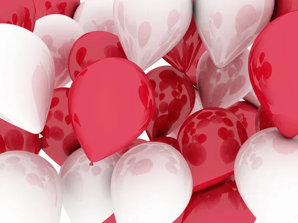 Balony czerwone i białe. imagen 3D, koncepcja wakacje — Zdjęcie stockowe