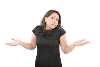 Close up of businesswoman having no idea against a white backgro clipart