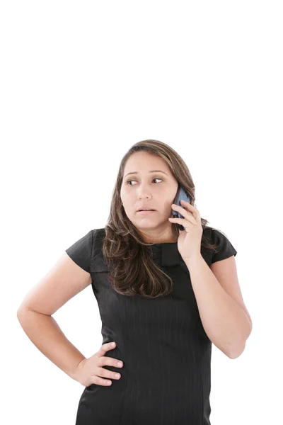 Jeune femme obtenir de mauvaises nouvelles par téléphone . — Photo