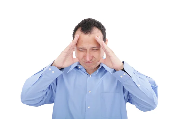 스트레스 두통으로 사업가, 흰색 위에 절연 — 스톡 사진