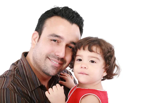 Beautiful caucasian caring daddy holding his daughter in his arm Stock Image