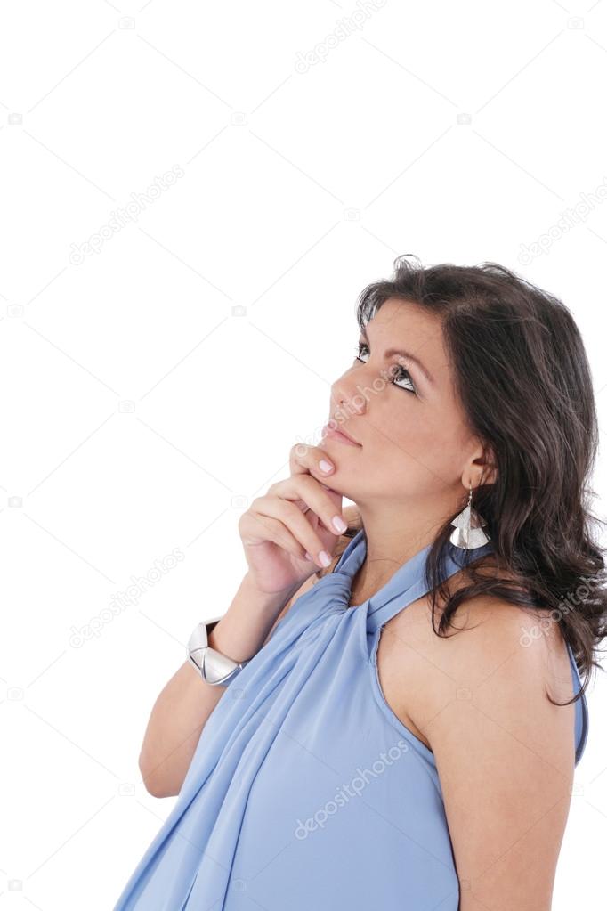 Pregnant woman thinks about something