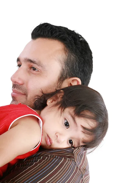 Piękne dziewczynki przytulanie, obejmując jej ojca. fokus w th Obrazek Stockowy