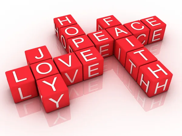 3D words of faith, hope and love — Stock Photo, Image