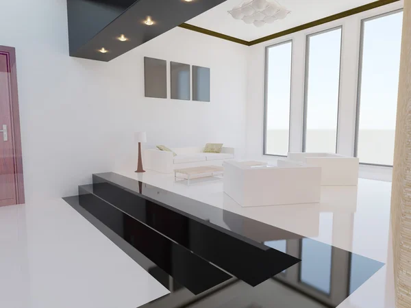 Sala de estar moderna. Renderização 3D . — Fotografia de Stock